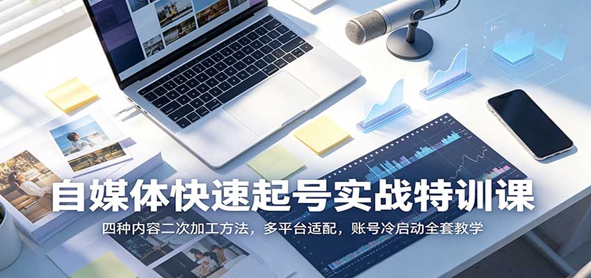 自媒体快速起号实战特训课：四种内容二次加工方法，多平台适配，账号冷启动全套教学|无忧资源社