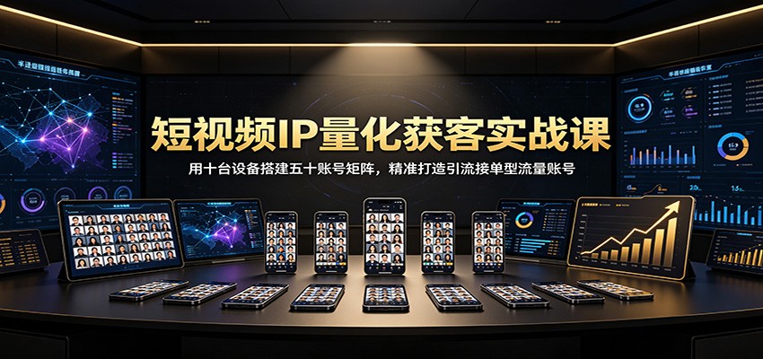 短视频IP量化获客实战课：用十台设备搭建五十账号矩阵，精准打造引流接单型流量账号|无忧资源社