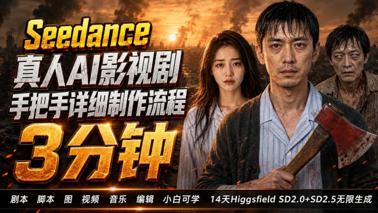 3分钟真人AI影视剧怎么做？SD 2.0手把手完整制作流程｜Higgsfield 14天SD 2.0/2.5无限生成|无忧资源社