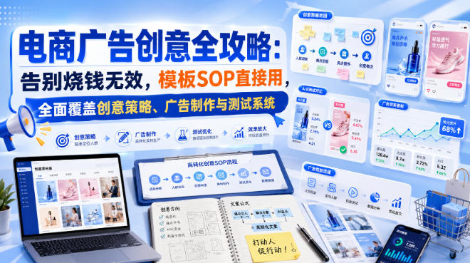 电商广告创意全攻略:告别烧钱无效,模板SOP直接用,全面覆盖创意策略、广告制作与测试系统【原创双语字幕】|无忧资源社