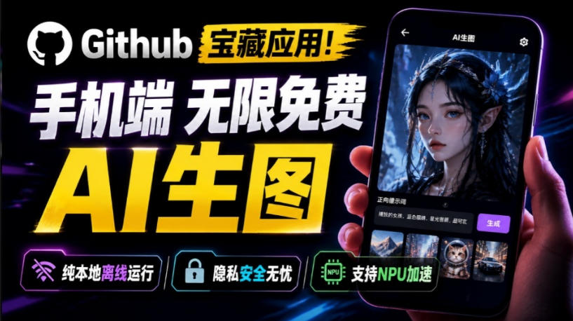 Github宝藏应用！手机端无限免费AI生图，纯本地离线运行，支持NPU加速斩获3.1k stars，local-dream|无忧资源社