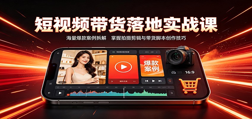 短视频带货落地实战课：海量爆款案例拆解，掌握拍摄剪辑与带货脚本创作技巧|无忧资源社