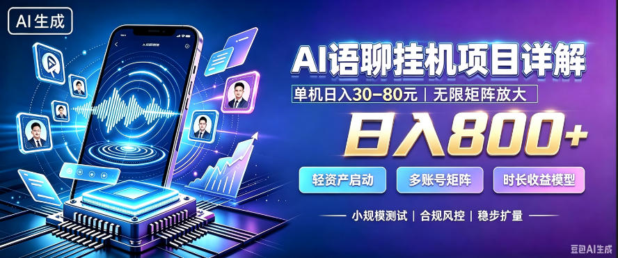 AI聊天挂G项目，日入800+，适用个人副业，支持工作室矩阵操作，放大收益【揭秘】|无忧资源社