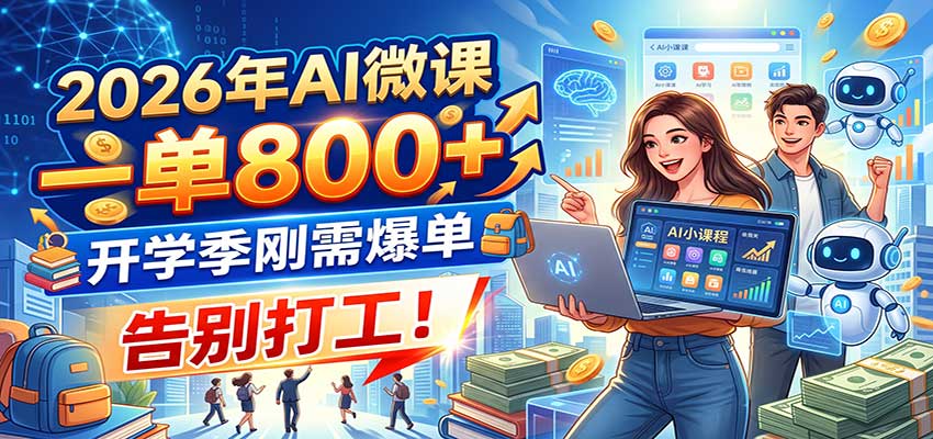 2026年AI微课,一单800+,开学季刚需爆单,告别打工!|无忧资源社