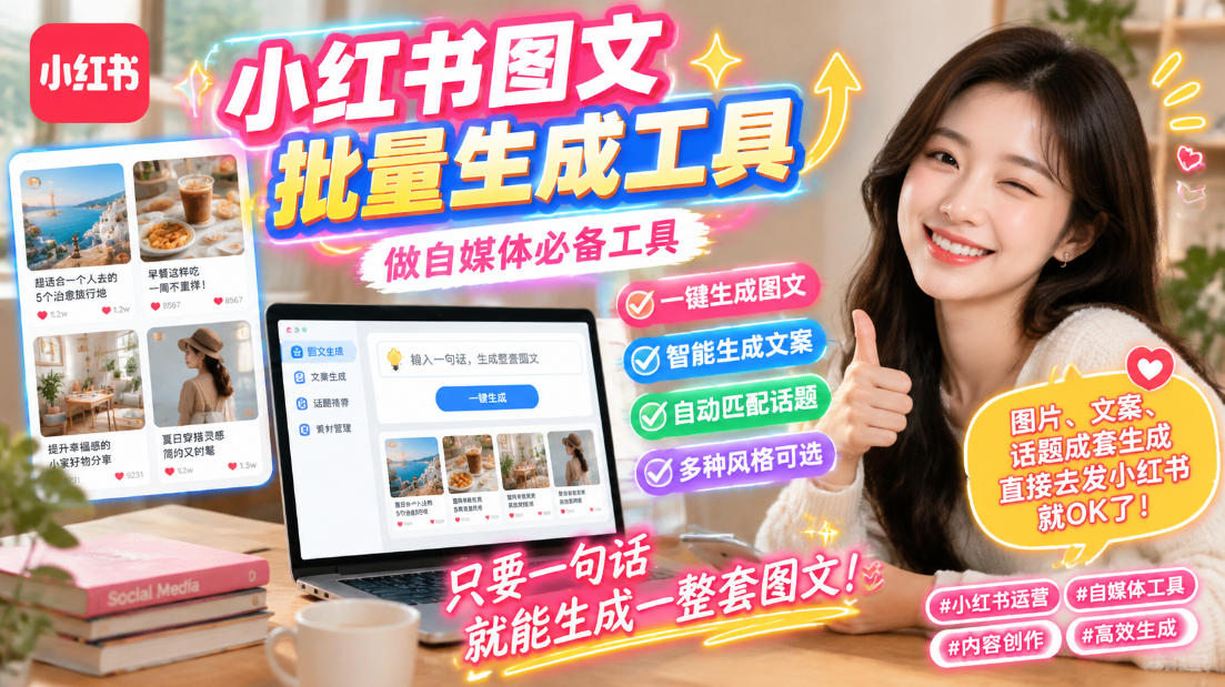 (20300期)小红书图文批量生成工具,话题、文案、配图一键生成,直接发布,做自媒体必备工具|无忧资源社