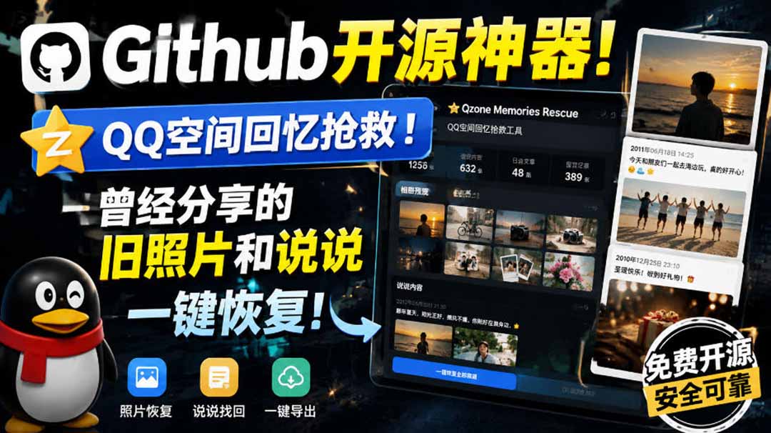 （20181期）Github开源神器！QQ空间回忆抢救！曾经分享的旧照片和说说一键恢复！|无忧资源社