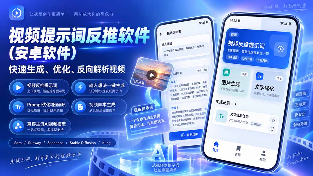 （20301期）视频提示词反推软件（安卓软件），快速生成、优化、反向解析视频|无忧资源社