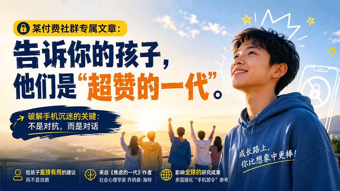 （20222期）某付费社群专属文章：告诉你的孩子，他们是“超赞的一代”。|无忧资源社