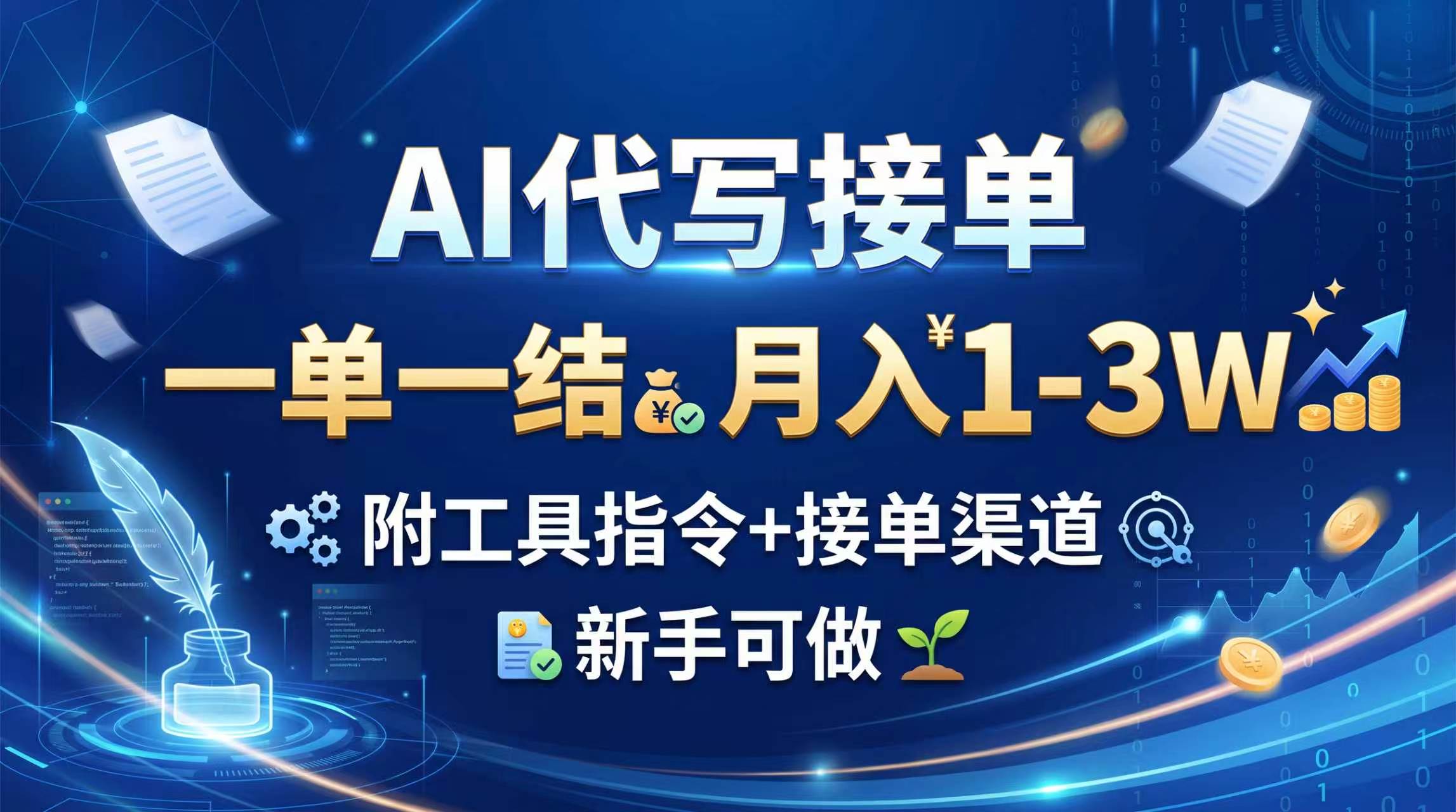 （20343期）AI代写接单，一单一结，月入1-3W，附工具指令+接单渠道，新手可做|无忧资源社