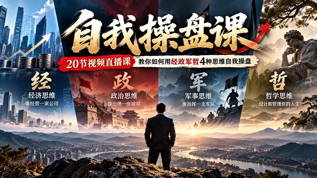 （20626期）【无水印】自我操盘课，20节视频直播课教你如何用经政军哲4种思维自我操盘（更新0924）|无忧资源社