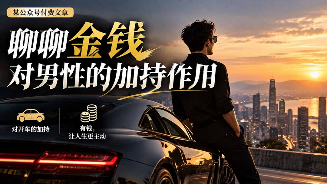 (20627期)【无水印】某公众号付费文章:聊聊金钱对男性的加持作用|无忧资源社