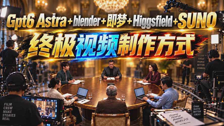 （20588期）GPT-6 Astra+Blender+即梦+Higgsfield+Suno=终极视频制作方式（无水印）|无忧资源社