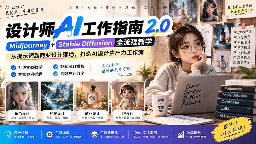 （20562期）《设计师AI工作指南 2.0》-无水印课：从思维落地，解锁 AI 设计生产力|无忧资源社
