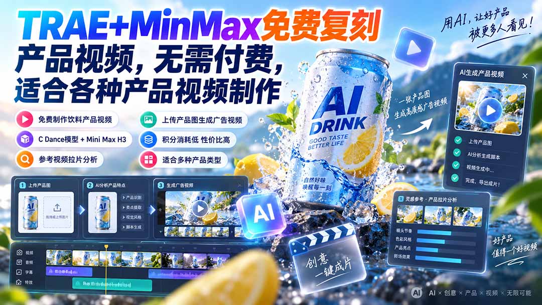 （20362期）TRAE+MinMax免费复刻产品视频，无需付费，适合各种产品视频制作|无忧资源社