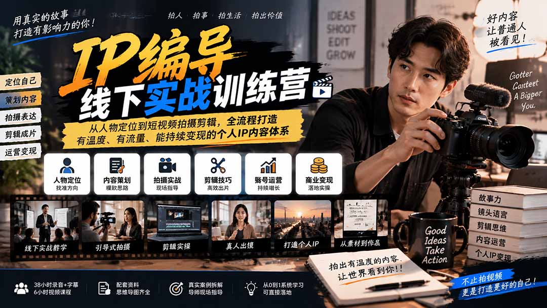 （20610期）IP编导线下实战训练营-更新：从人物定位到短视频拍摄剪辑，全流程打造有温度、有流量、能持续变现的个人IP内容体系|无忧资源社