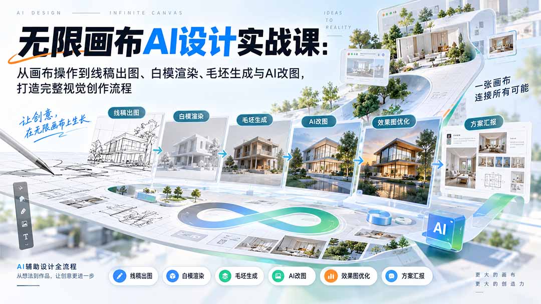 （20612期）【无水印】无限画布AI设计实战课-更新：从画布操作到线稿出图、白模渲染、毛坯生成与AI改图，打造完整视觉创作流程|无忧资源社