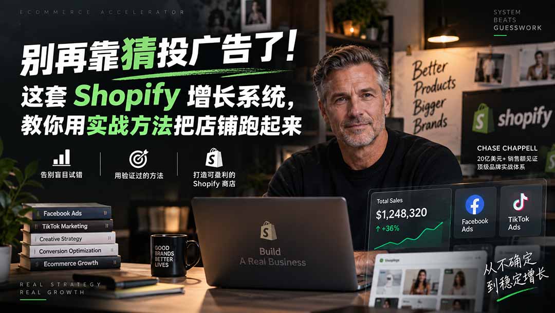 （20367期）别再靠猜投广告了！这套 Shopify 增长系统，教你用实战方法把店铺跑起来【原创双语字幕】|无忧资源社