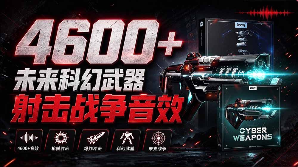 （20696期）顶级音效合集！4600+种未来科幻武器开枪射击战斗音效素材合集，全部中文汉化 Boom Library – Cyber W|无忧资源社
