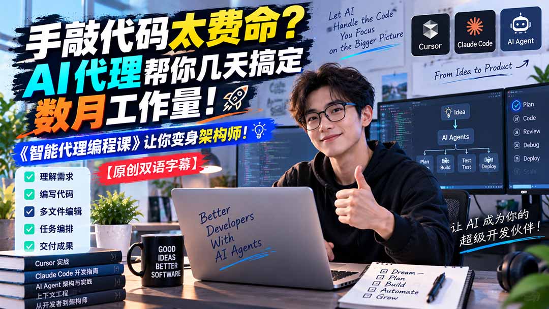 (20286期)手敲代码太费命?AI 代理帮你几天搞定数月工作量!《智能代理编程课》让你变身架构师|无忧资源社