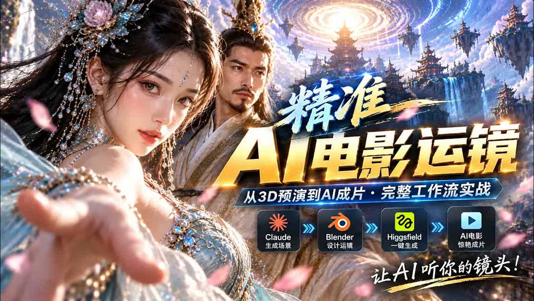 (20503期)AI视频终于能精准运镜了!Claude + Blender + Higgsfield 免费插件实测|无忧资源社
