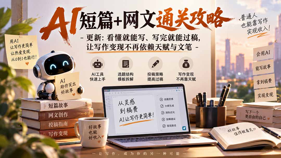 （20578期）AI短篇+网文通关攻略-更新0921：看懂就能写、写完就能过稿，让写作变现不再依赖天赋与文笔|无忧资源社