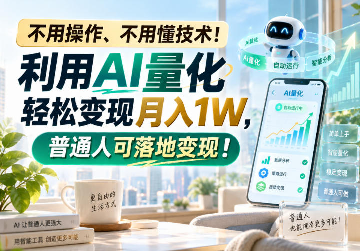 （20429期）利用AI量化轻松变现月入1W，普通人可落地变现，不用操作、不用懂技术！|无忧资源社