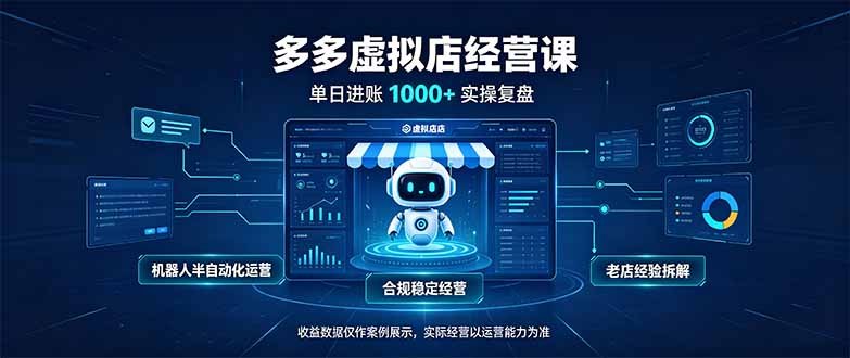 （20616期）单日进账1000+的多多虚拟店，合规稳定的老牌项目，机器人半自动化运营|无忧资源社