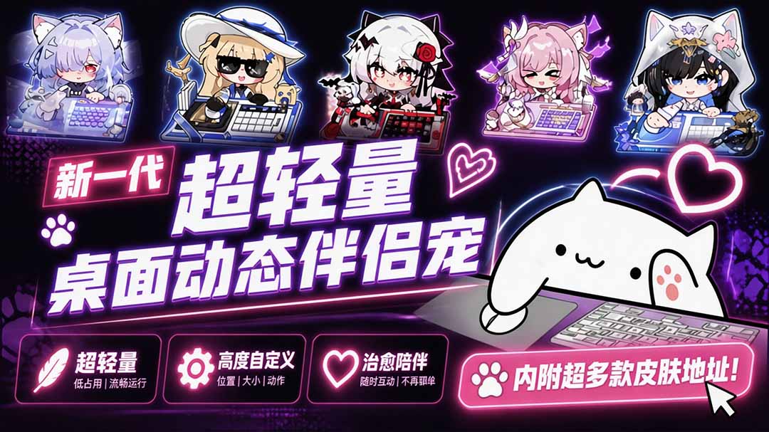 （20293期）开源免费用！新一代超轻量桌面动态伴侣宠，体验更美观，更丝滑，内附超多款皮肤地址，BongoCat|无忧资源社