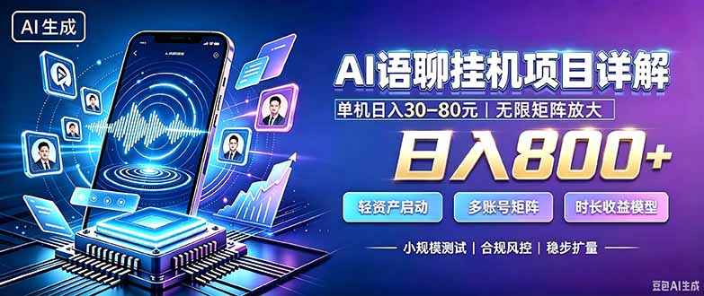 (20314期)AI语聊挂机,日入800+,适用个人副业,工作室矩阵操作|无忧资源社