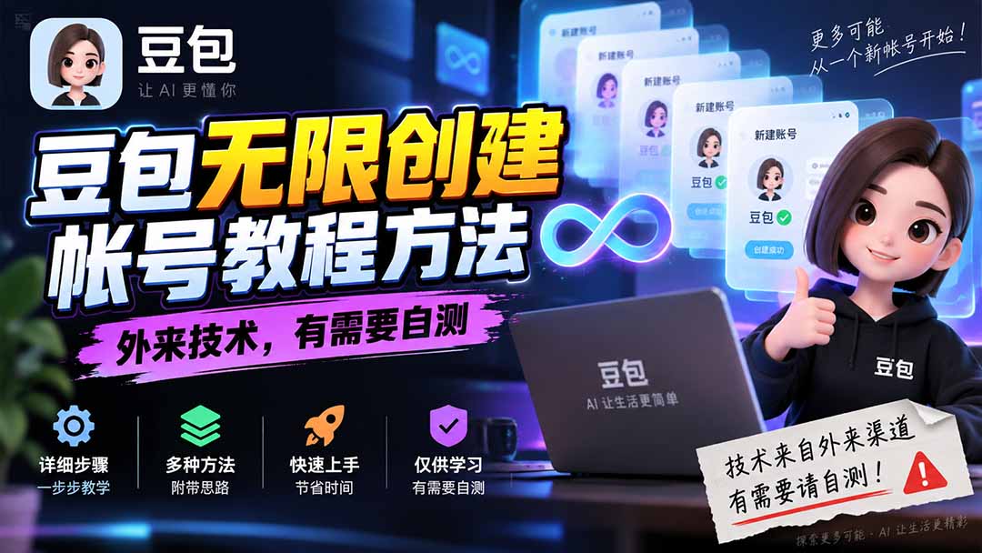 （20550期）豆包无限创建帐号教程方法，外来技术，有需要自测|无忧资源社