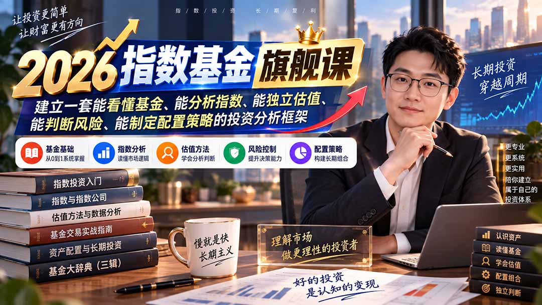 （20298期）2026指数基金旗舰课｜建立一套能看懂基金、能分析指数、能独立估值、能判断风险、能制定配置策略的投资分析框架|无忧资源社