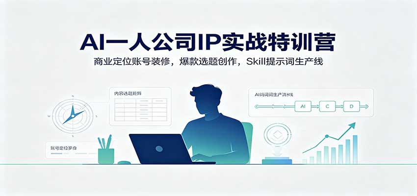 AI一人公司IP实战特训营：商业定位账号装修，爆款选题创作，Skill提示词生产线|无忧资源社