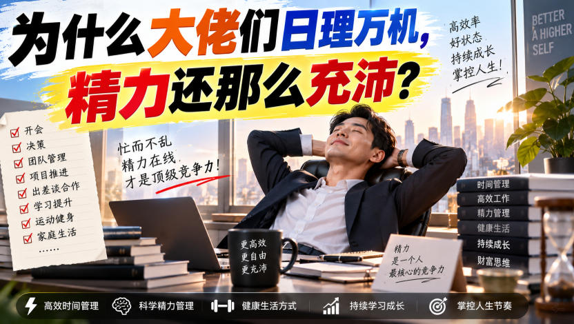 付费文章：为什么大佬们日理万机，精力还那么充沛？|无忧资源社