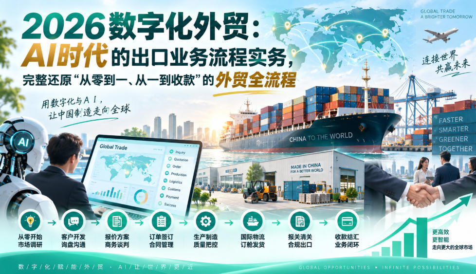 2026数字化外贸：AI时代的出口业务流程实务，完整还原”从零到一、从一到收款”的外贸全流程|无忧资源社