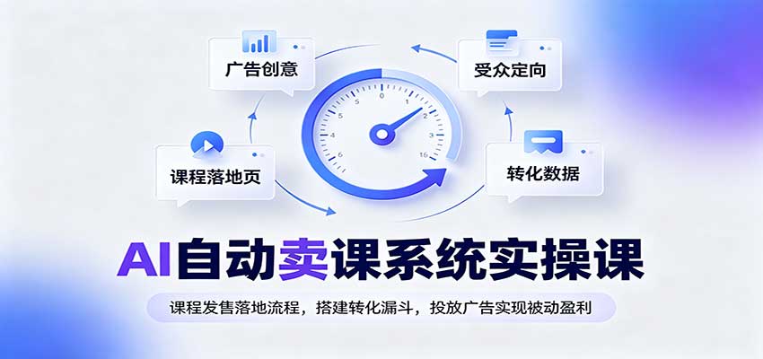 AI自动卖课系统实操课：课程发售落地流程，搭建转化漏斗，投放广告实现被动盈利|无忧资源社