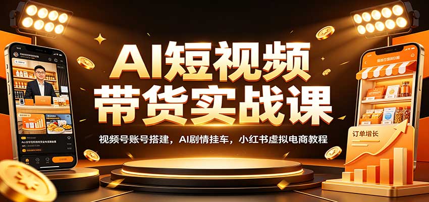 AI短视频带货实战课：视频号账号搭建，AI剧情挂车，小红书虚拟电商教程|无忧资源社
