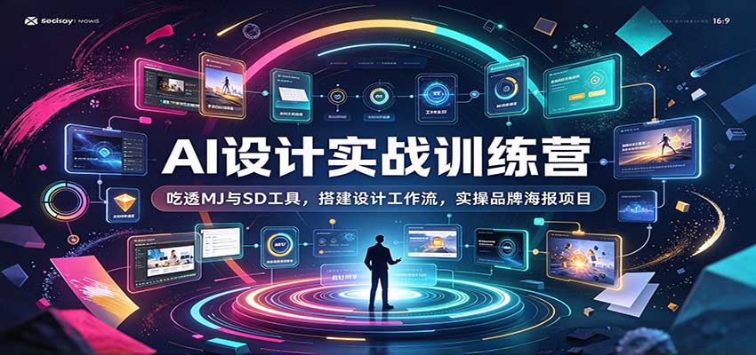AI设计实战训练营：吃透MJ与SD工具，搭建设计工作流，实操品牌海报项目|无忧资源社