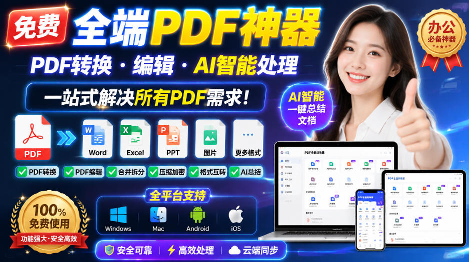 免费全端PDF神器,PDF转换·编辑·AI智能处理,一站式解决所有PDF需求!|无忧资源社