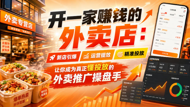 开一家賺钱的外卖店：新店引爆·运营提效·精准投放，让你成为真正懂投放的外卖推广操盘手|无忧资源社