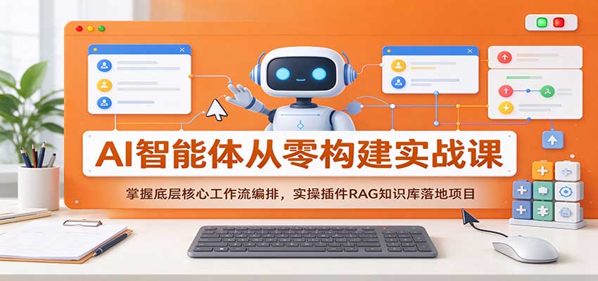 AI智能体从零构建实战课：掌握底层核心工作流编排，实操插件RAG知识库落地项目|无忧资源社