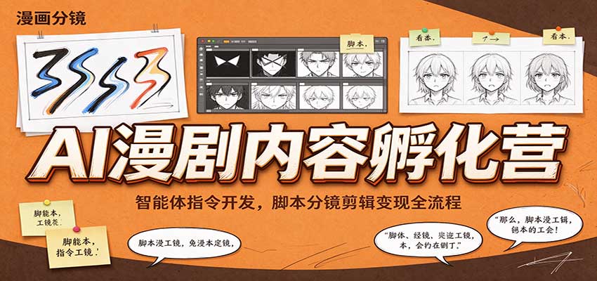 AI漫剧内容孵化营：智能体指令开发，脚本分镜剪辑变现全流程|无忧资源社