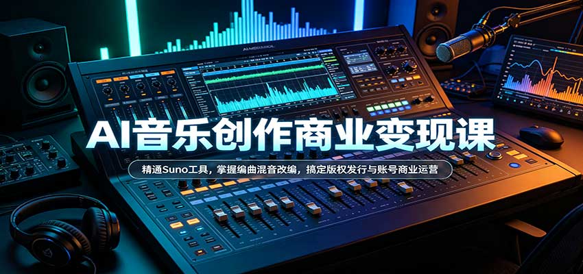 AI音乐创作商业变现课：精通Suno工具，掌握编曲混音改编，搞定版权发行与账号商业运营|无忧资源社