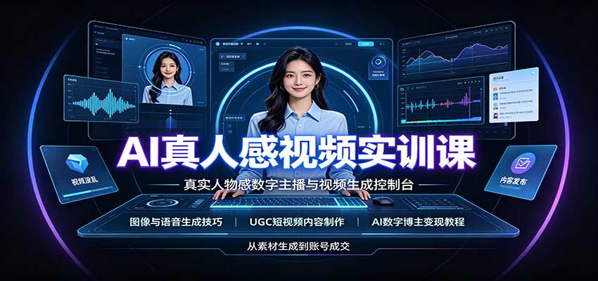 AI真人感视频实训课:图像语音生成,UGC内容制作,AI数字博主变现教程|无忧资源社