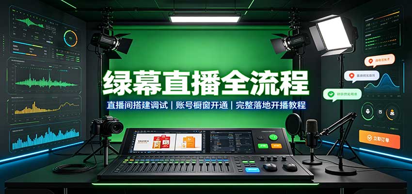 绿幕直播全流程：直播间搭建调试，账号橱窗开通，完整落地开播教程|无忧资源社