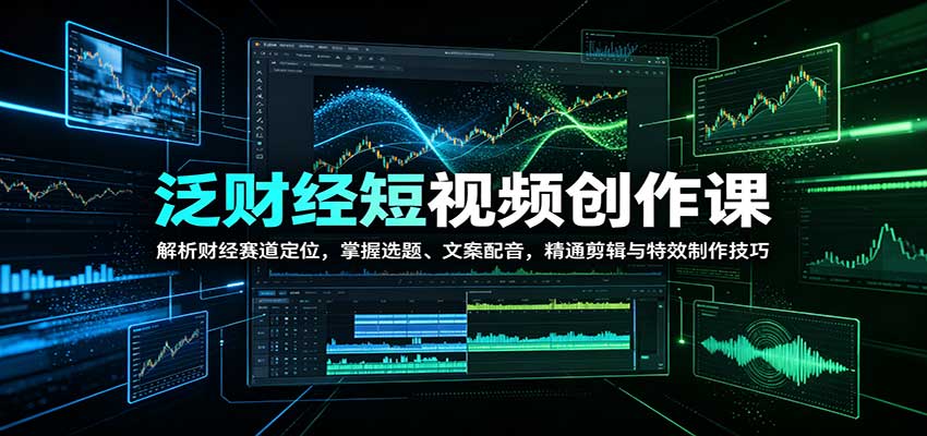 泛财经短视频创作课：解析财经赛道定位，掌握选题、文案配音，精通剪辑与特效制作技巧|无忧资源社