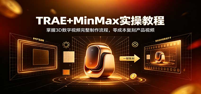 TRAE+MinMax实操教程：掌握3D数字视频完整制作流程，零成本复刻产品视频|无忧资源社