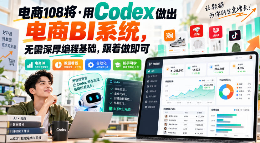 电商108将·用Codex做出电商BI系统，无需深厚编程基础，跟着做即可|无忧资源社