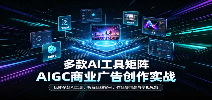 AIGC商业广告创作实战：玩转多款AI工具，拆解品牌案例，作品集包装与变现思路|无忧资源社
