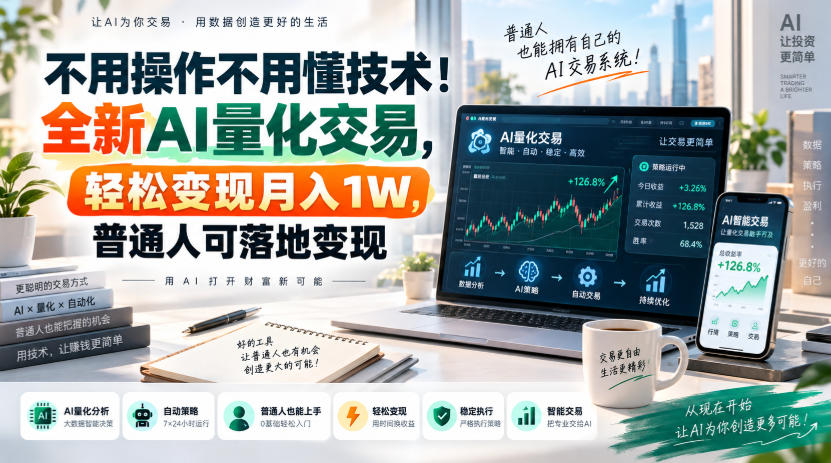 不用操作不用懂技术！全新AI量化交易，轻松变现月入1W，普通人可落地变现！【揭秘】|无忧资源社