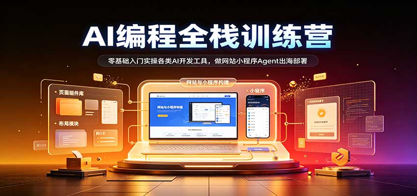 AI编程全栈训练营：：零基础入门实操各类AI开发工具，做网站小程序Agent出海部署|无忧资源社